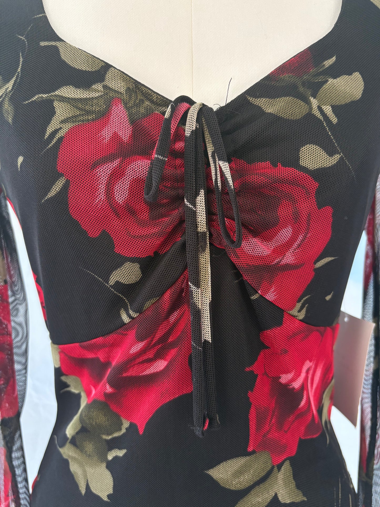 The Sheer Red Rose Top