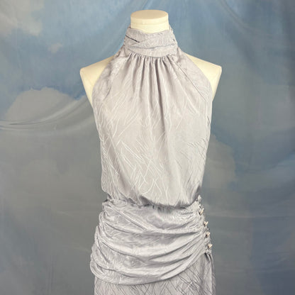 The Silver Ruched Halter Dress