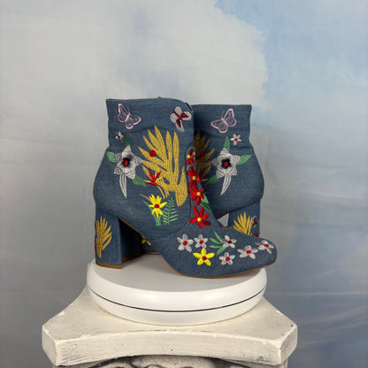 The Floral Denim Boots