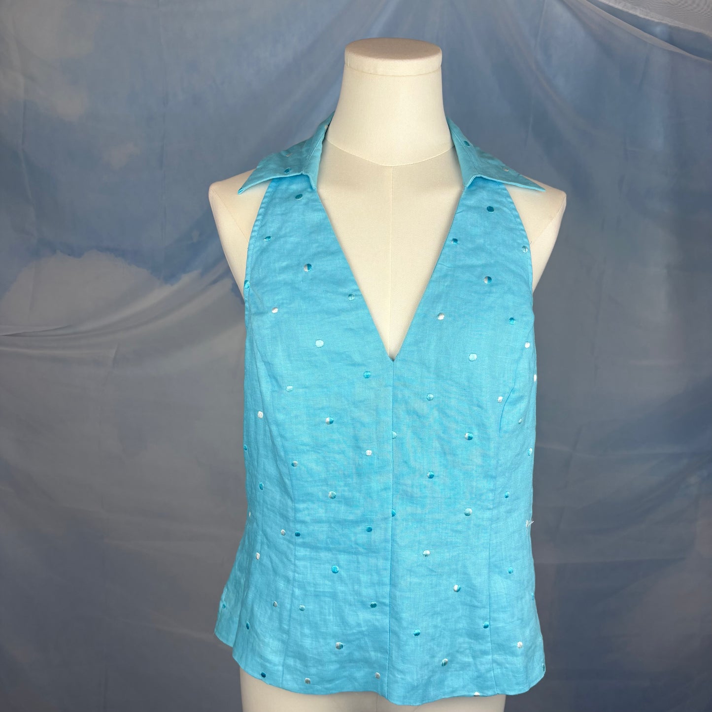 The Linen Polka Dot Halter Top