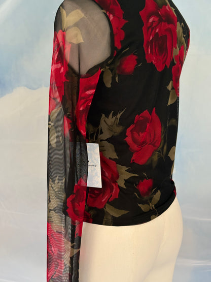 The Sheer Red Rose Top