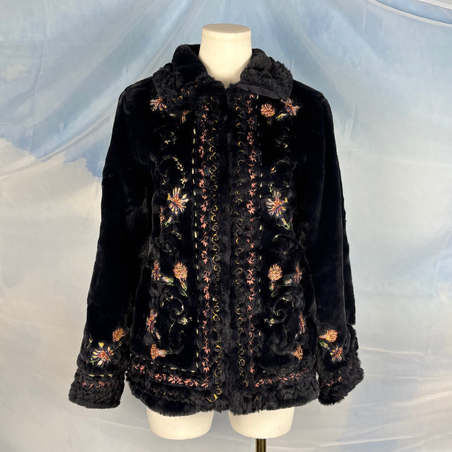 The Embroidered Faux Fur Coat