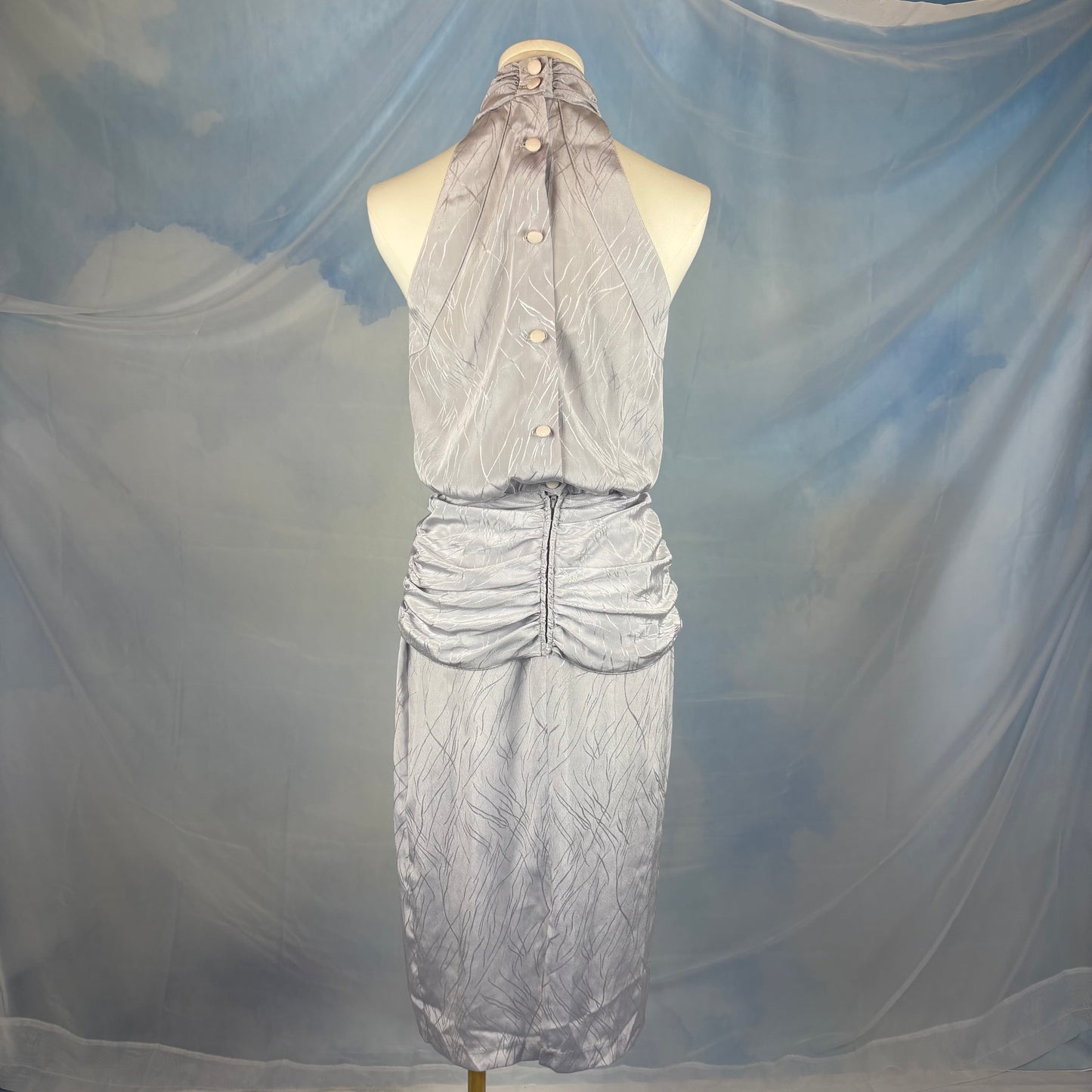 The Silver Ruched Halter Dress
