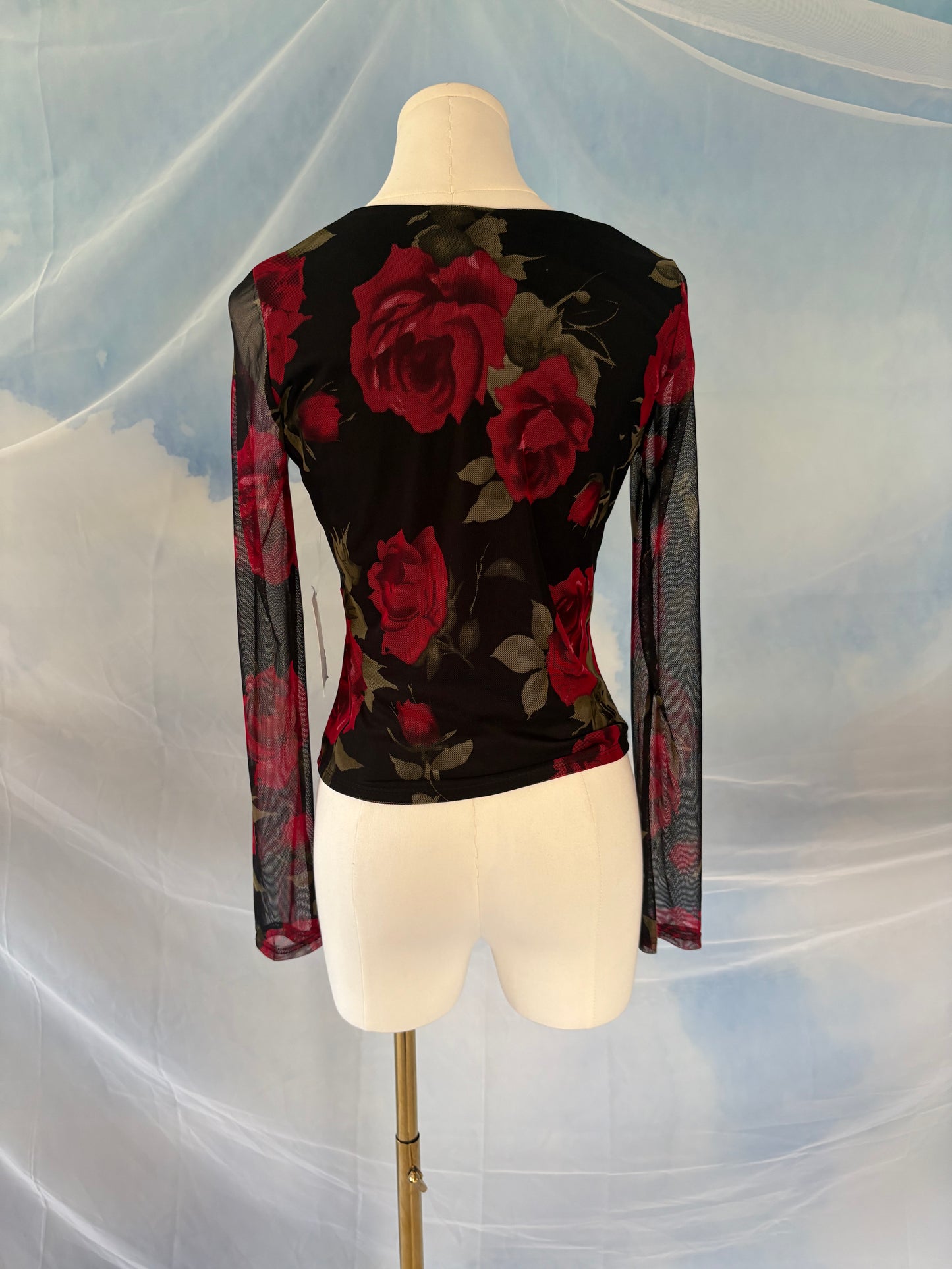 The Sheer Red Rose Top