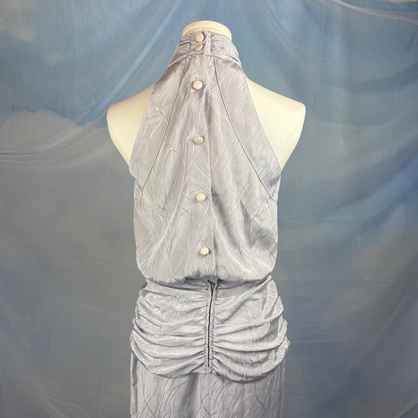 The Silver Ruched Halter Dress