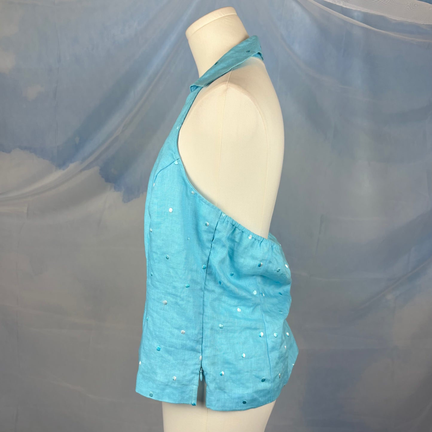 The Linen Polka Dot Halter Top