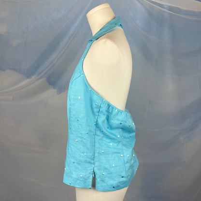 The Linen Polka Dot Halter Top