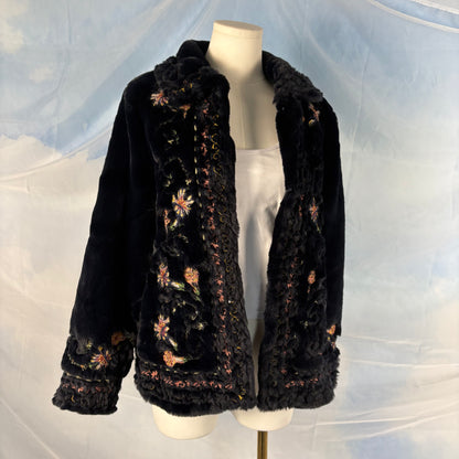 The Embroidered Faux Fur Coat