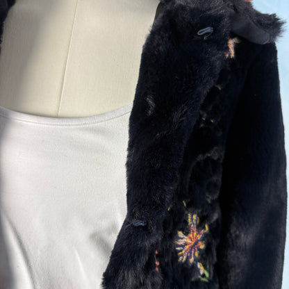 The Embroidered Faux Fur Coat