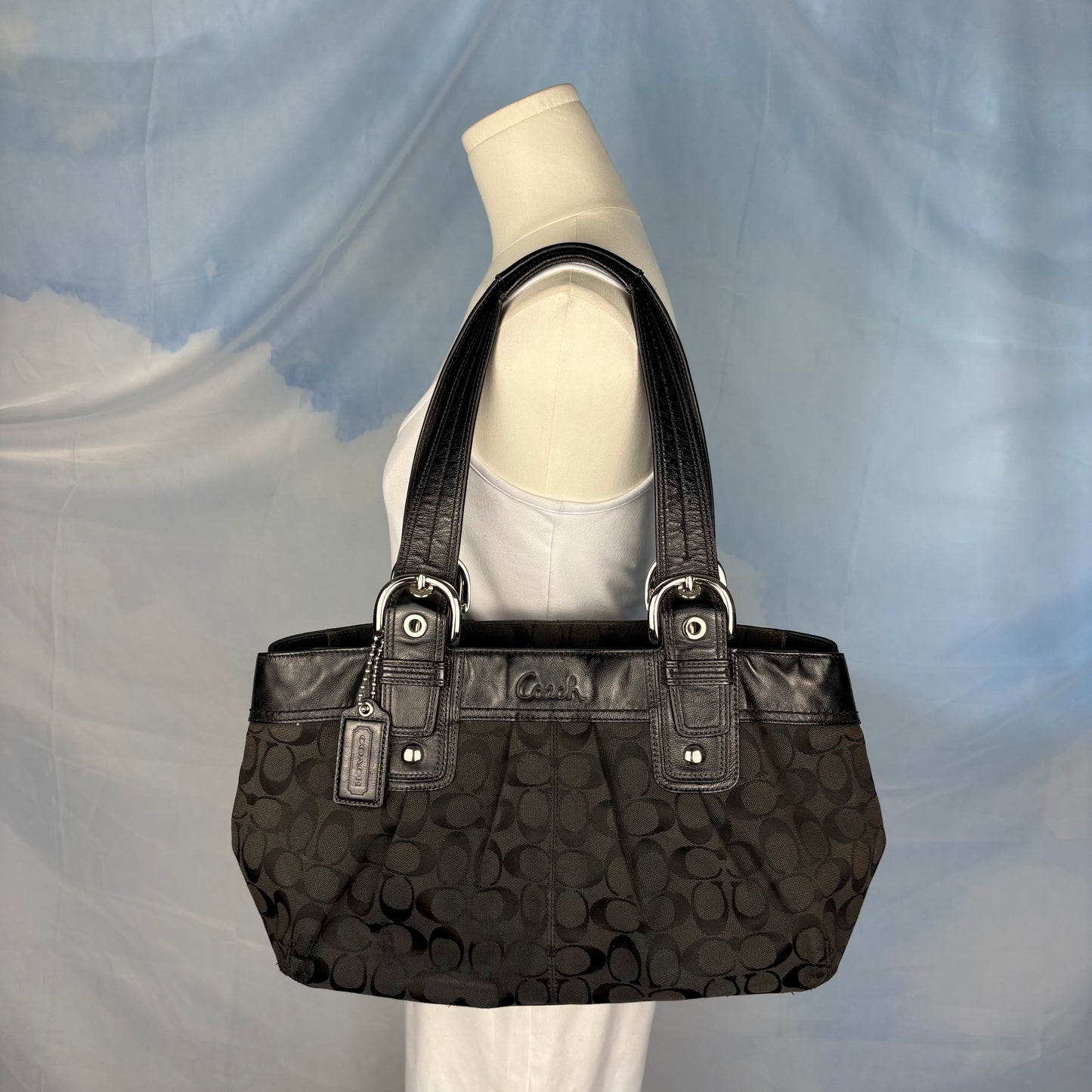 The Soho Pleated Signature Canvas Shoulder Bag