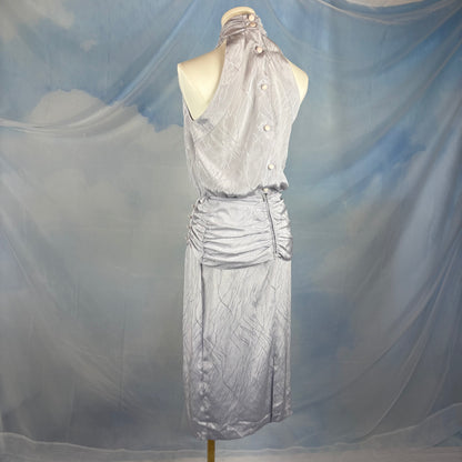 The Silver Ruched Halter Dress