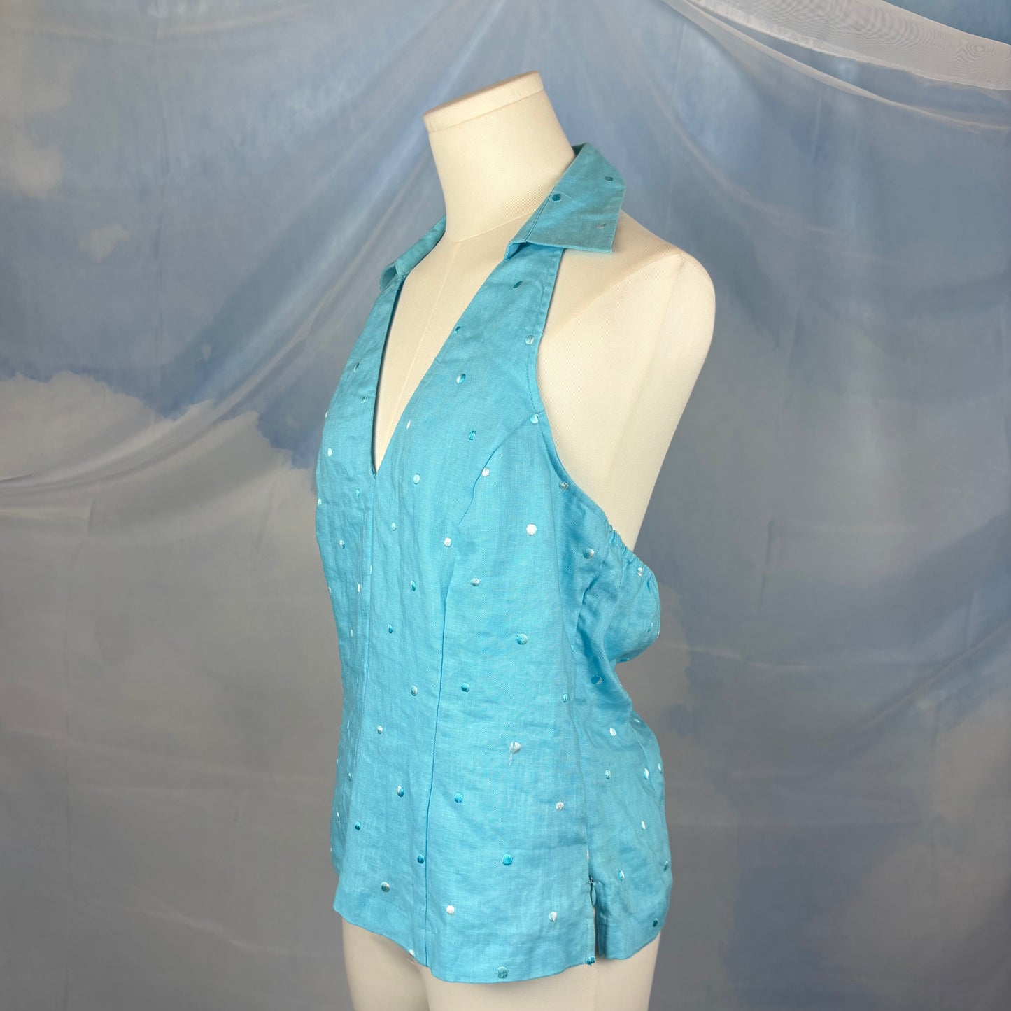 The Linen Polka Dot Halter Top