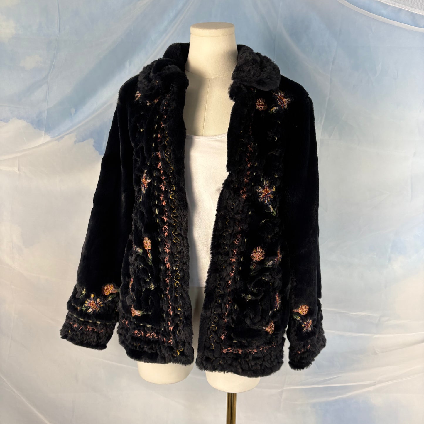 The Embroidered Faux Fur Coat