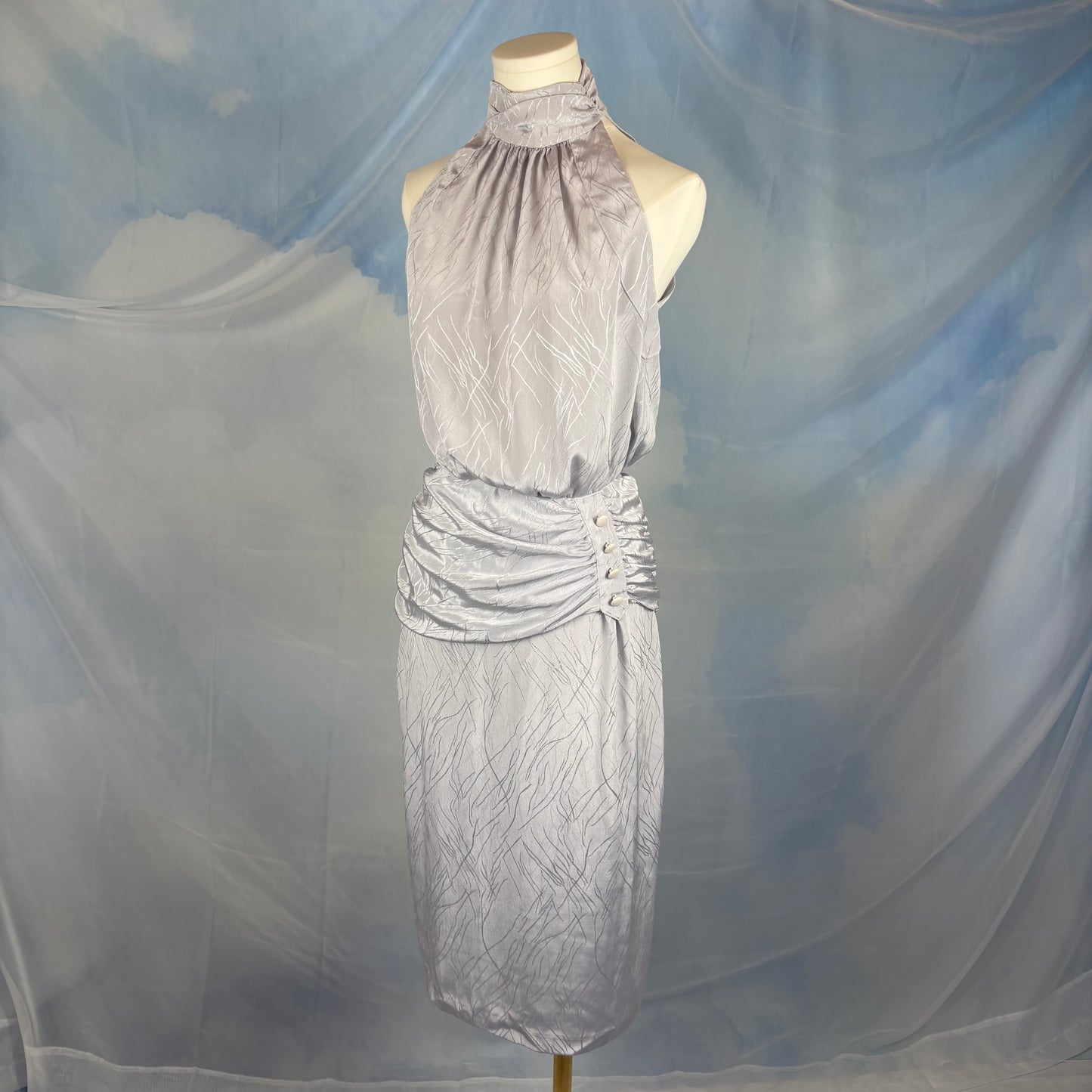 The Silver Ruched Halter Dress