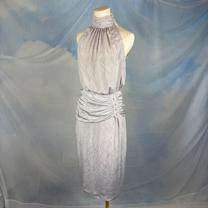The Silver Ruched Halter Dress