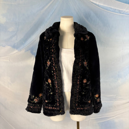 The Embroidered Faux Fur Coat