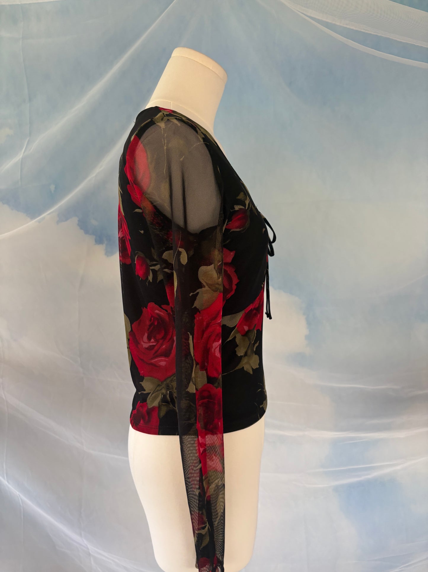 The Sheer Red Rose Top