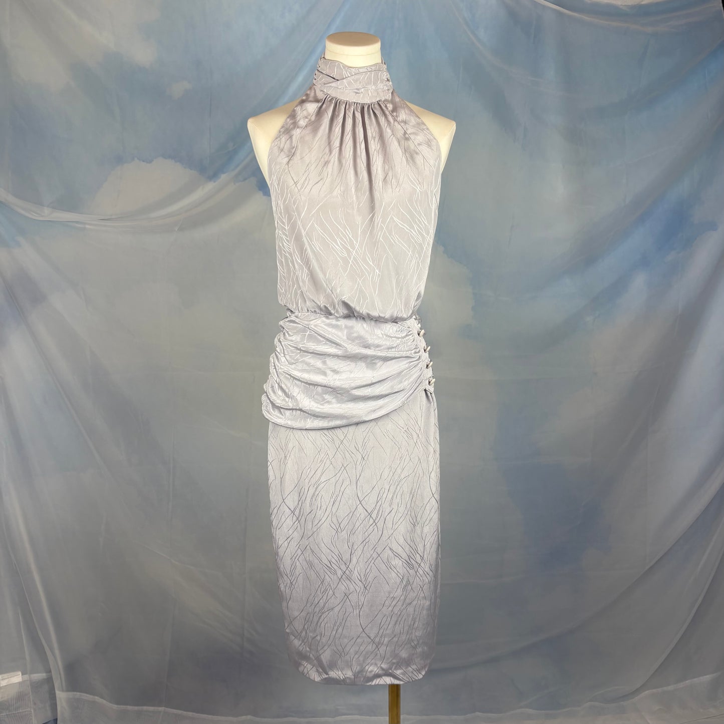 The Silver Ruched Halter Dress