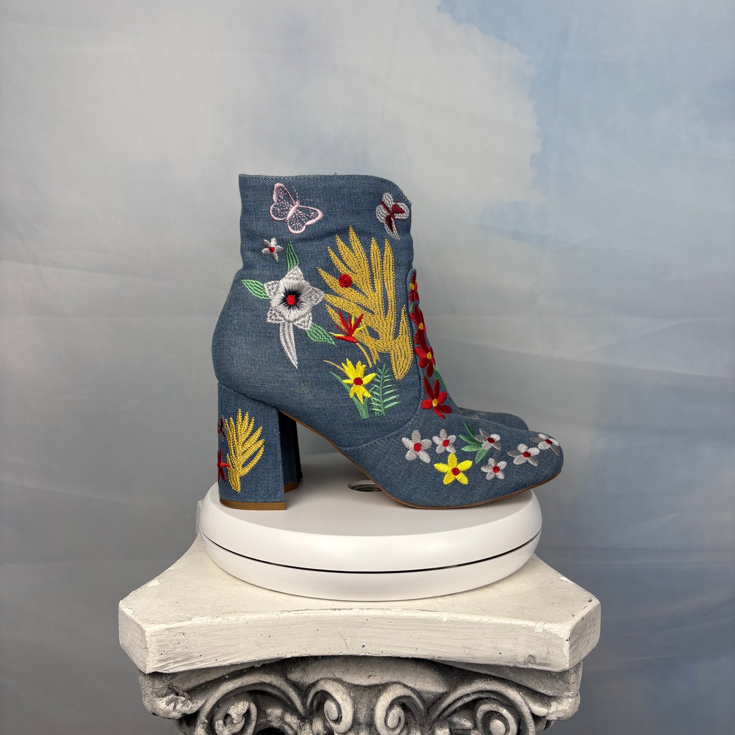 The Floral Denim Boots