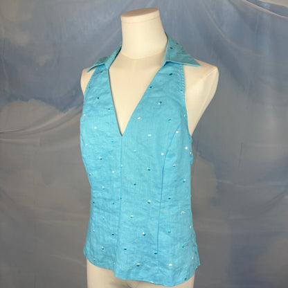 The Linen Polka Dot Halter Top