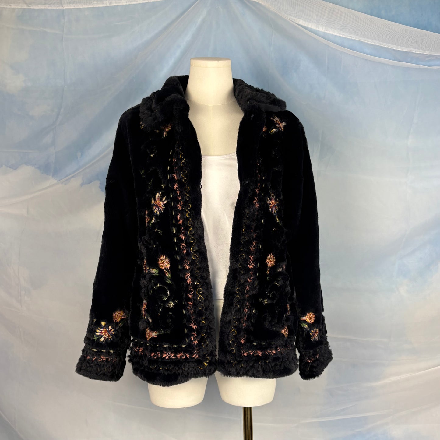 The Embroidered Faux Fur Coat