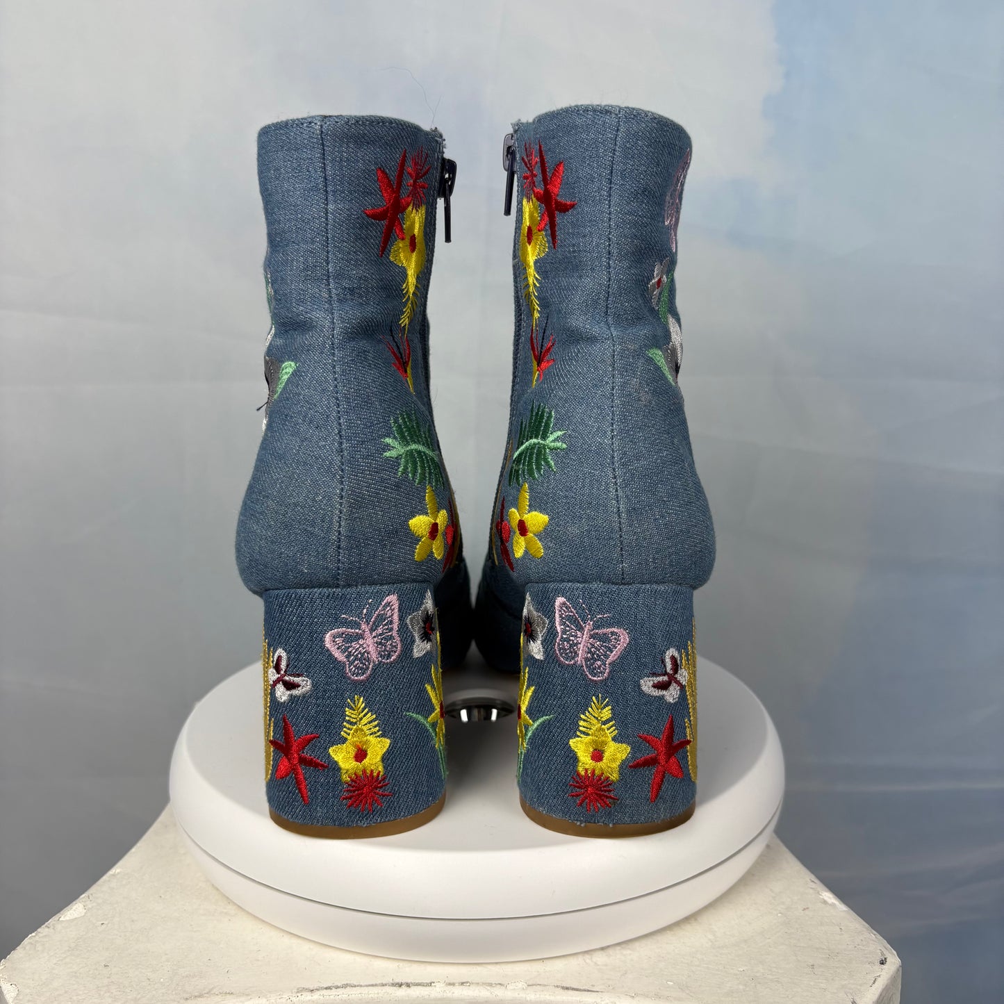 The Floral Denim Boots