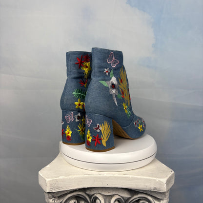 The Floral Denim Boots