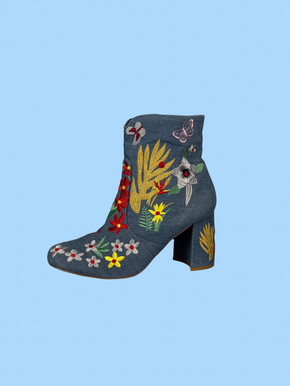 The Floral Denim Boots