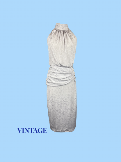 The Silver Ruched Halter Dress