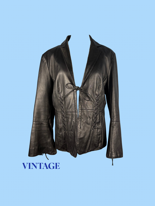 The Lace-Detail Leather Jacket