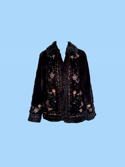 The Embroidered Faux Fur Coat
