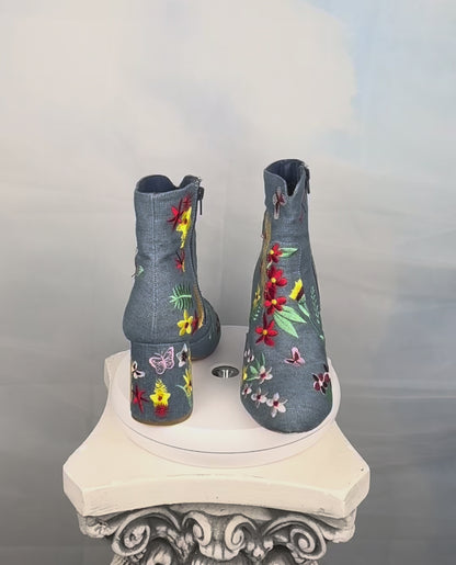 The Floral Denim Boots