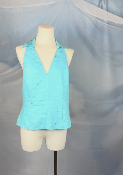 The Linen Polka Dot Halter Top