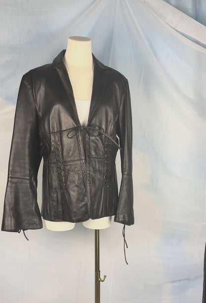 The Lace-Detail Leather Jacket