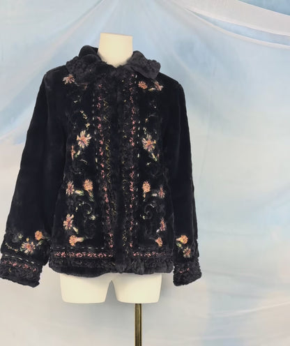 The Embroidered Faux Fur Coat
